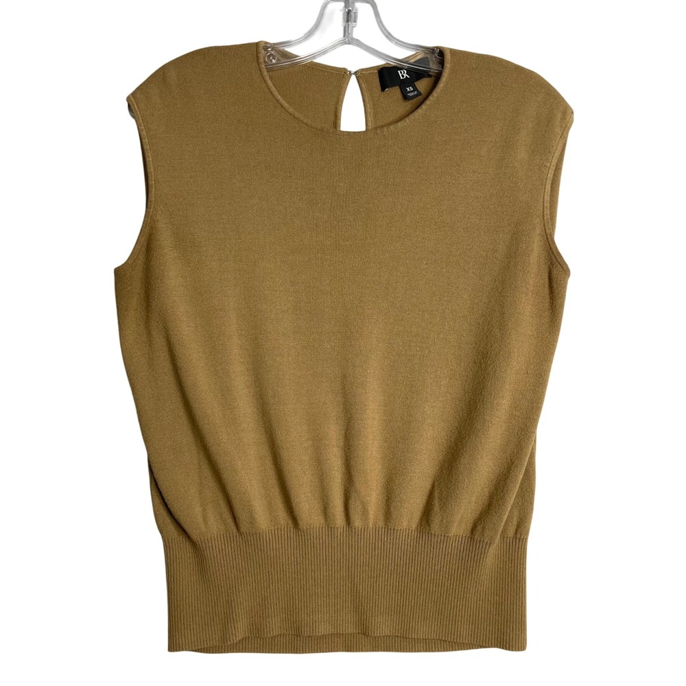 Banana Republic Silvi Draped Back Top Women XS Tan Brown Relaxed Fit Knit Preppy